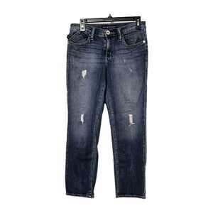 Rock & Republic Jeans Womens 6 Blue Indee Straight Leg Distressed  Mid Rise‎